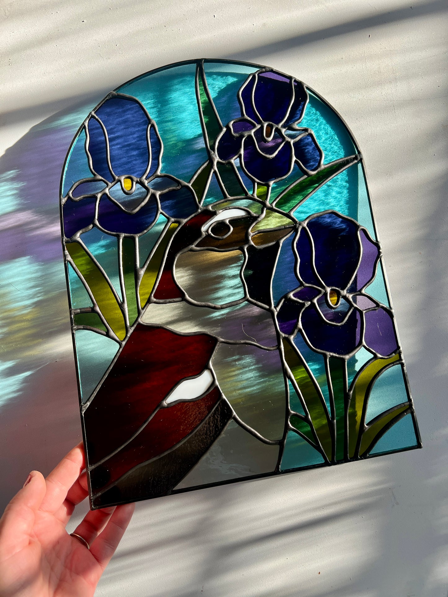 Wildflower Friend / House Sparrow + Irises / RESERVED