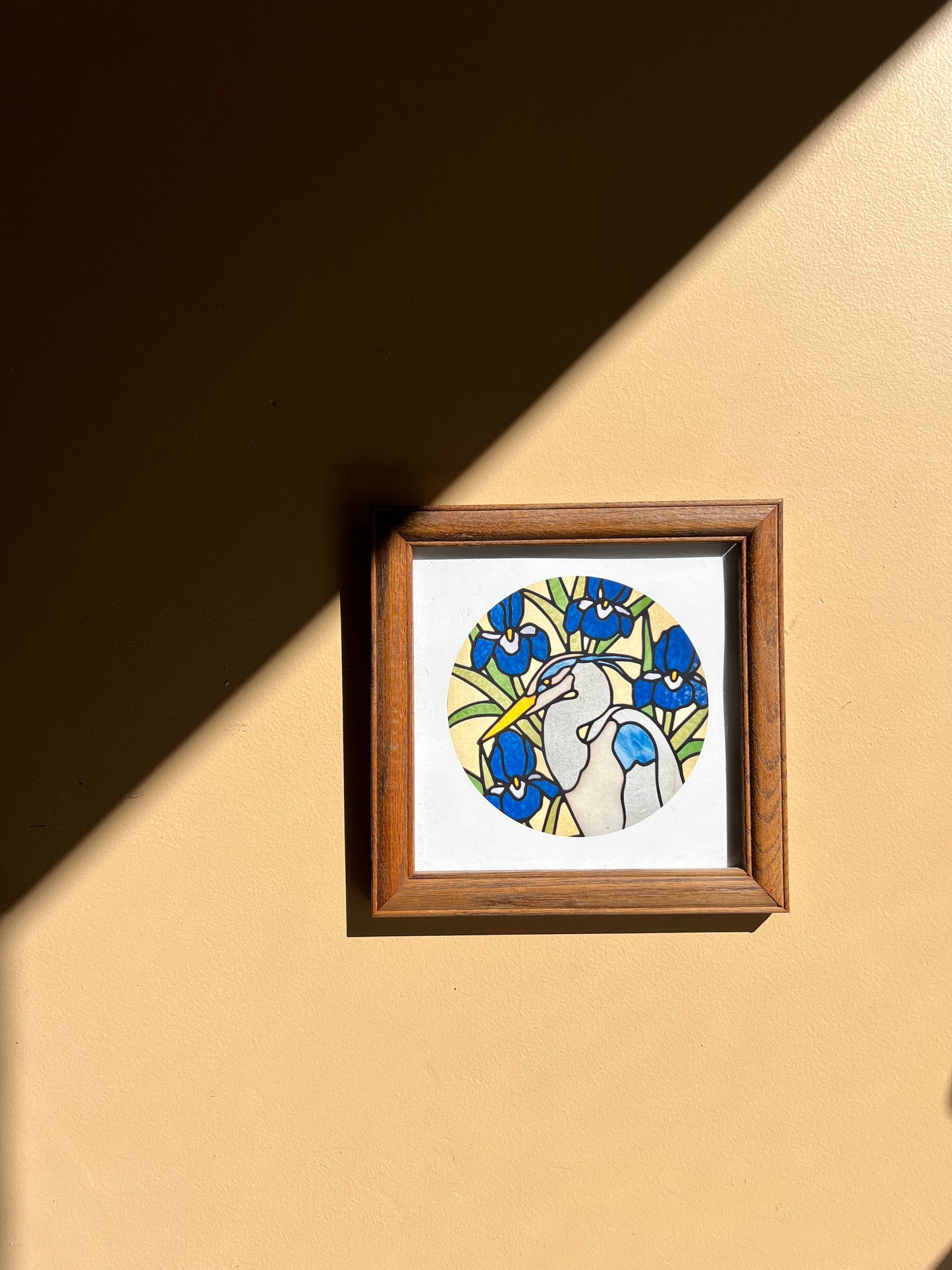Great Blue Heron and Iris / ART PRINT