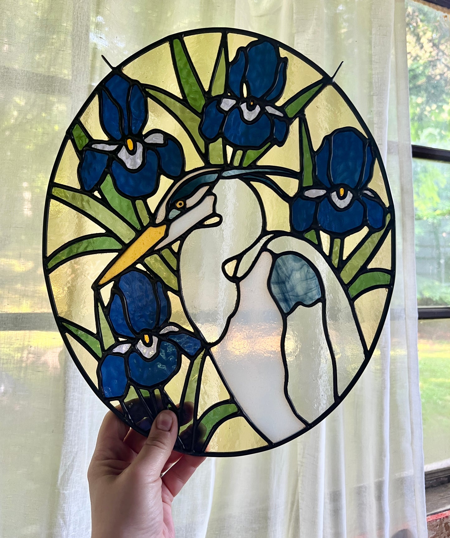 Wildflower Friend / Iris Great Blue Heron / RESERVED