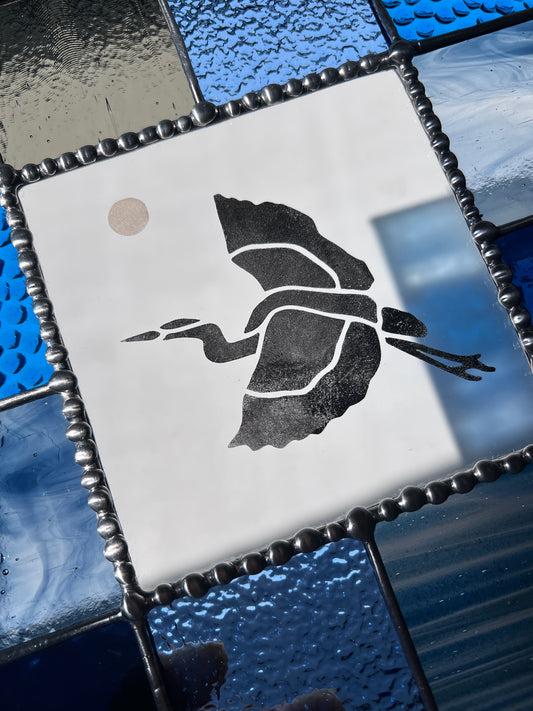 Etched Great Blue Heron Palette