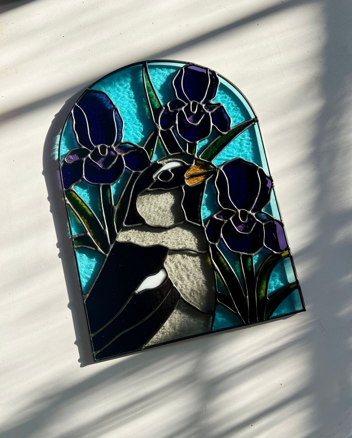 Wildflower Friend / House Sparrow + Irises / RESERVED