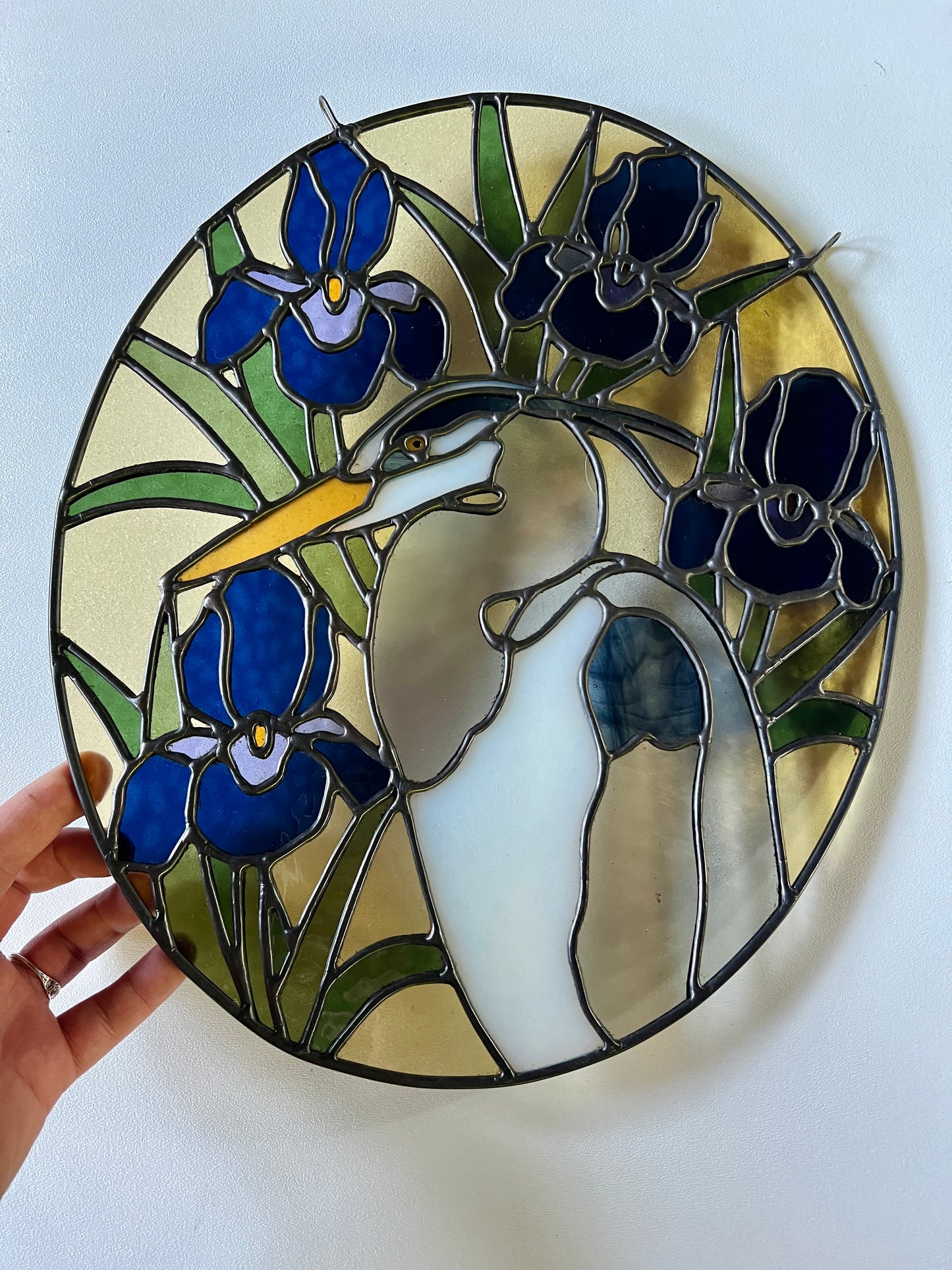 Wildflower Friend / Iris Great Blue Heron / RESERVED