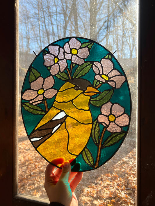 Wildflower Friend / American Goldfinch + Prairie Rose / RESERVED