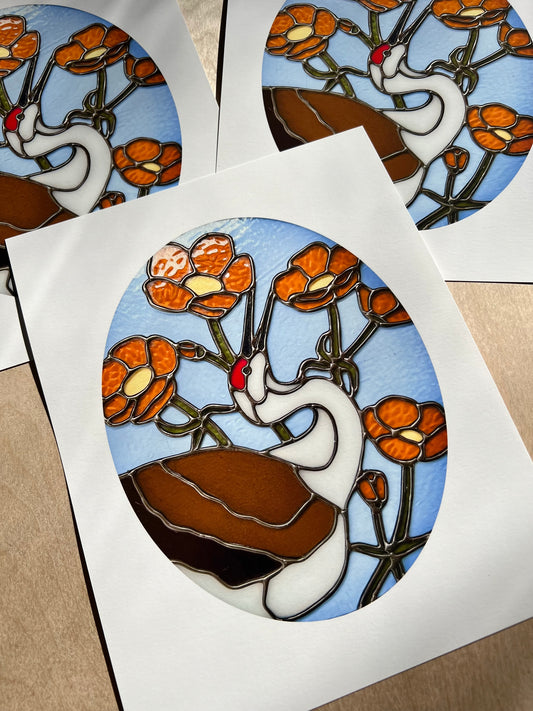Sandhill Crane and Buttercups / ART PRINT