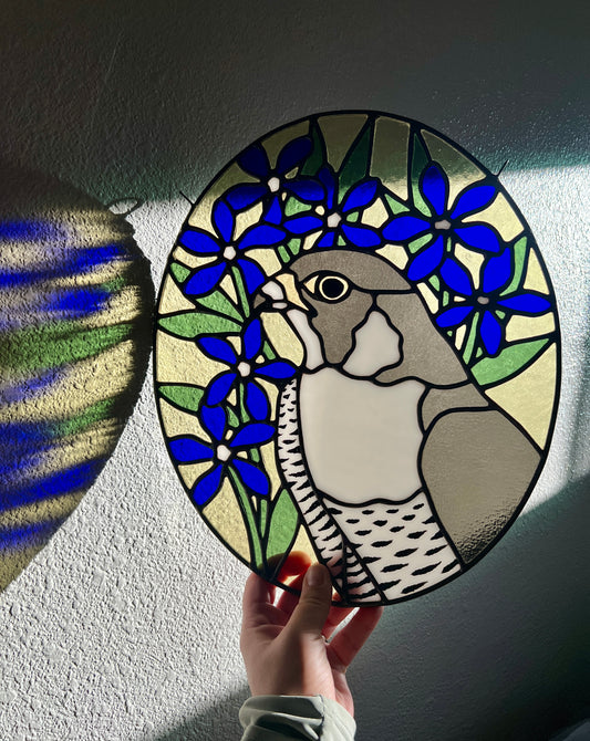 Wildflower Friend / Peregrine Falcon + Gentiana Tergestina / RESERVED