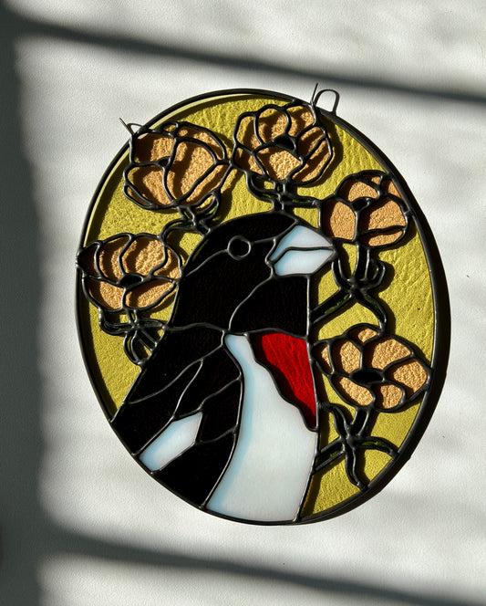 Wildflower Friend / Rose-breasted Grosbeak + Anemones