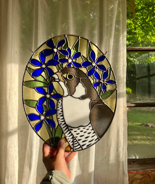 Wildflower Friend / Peregrine Falcon + Gentiana Tergestina / RESERVED