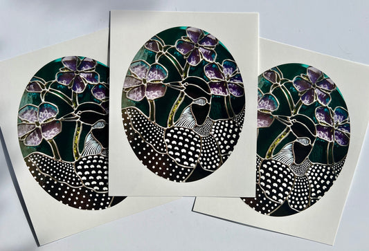 Loon and Wild Geraniums / ART PRINT / SECONDS