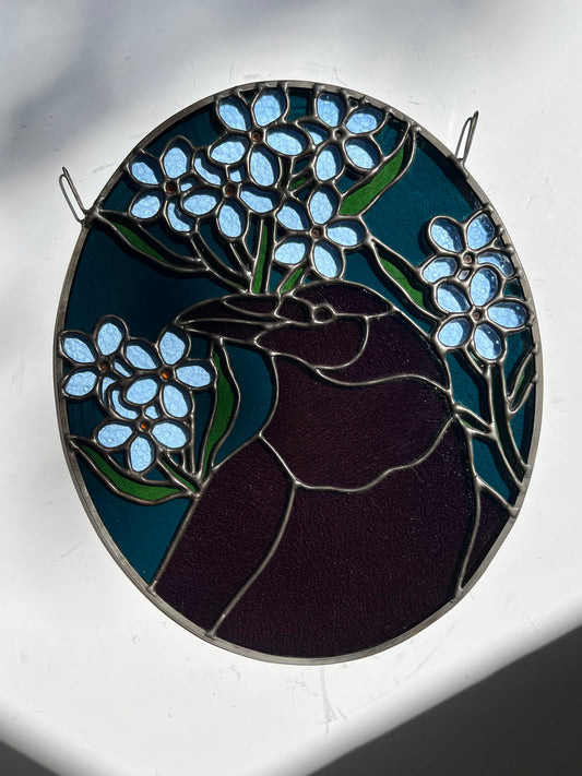 Wildflower Friend / Raven & Forget-me-nots / Dark Teal