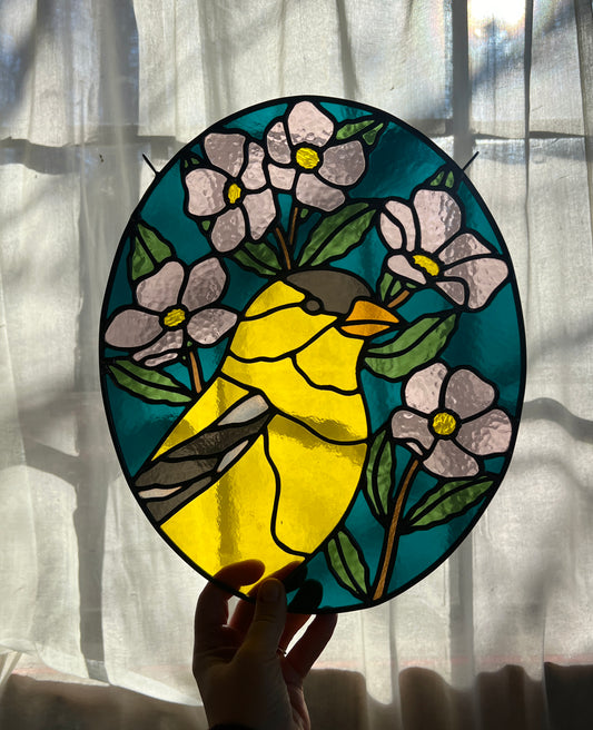 Wildflower Friend / American Goldfinch + Prairie Rose / RESERVED